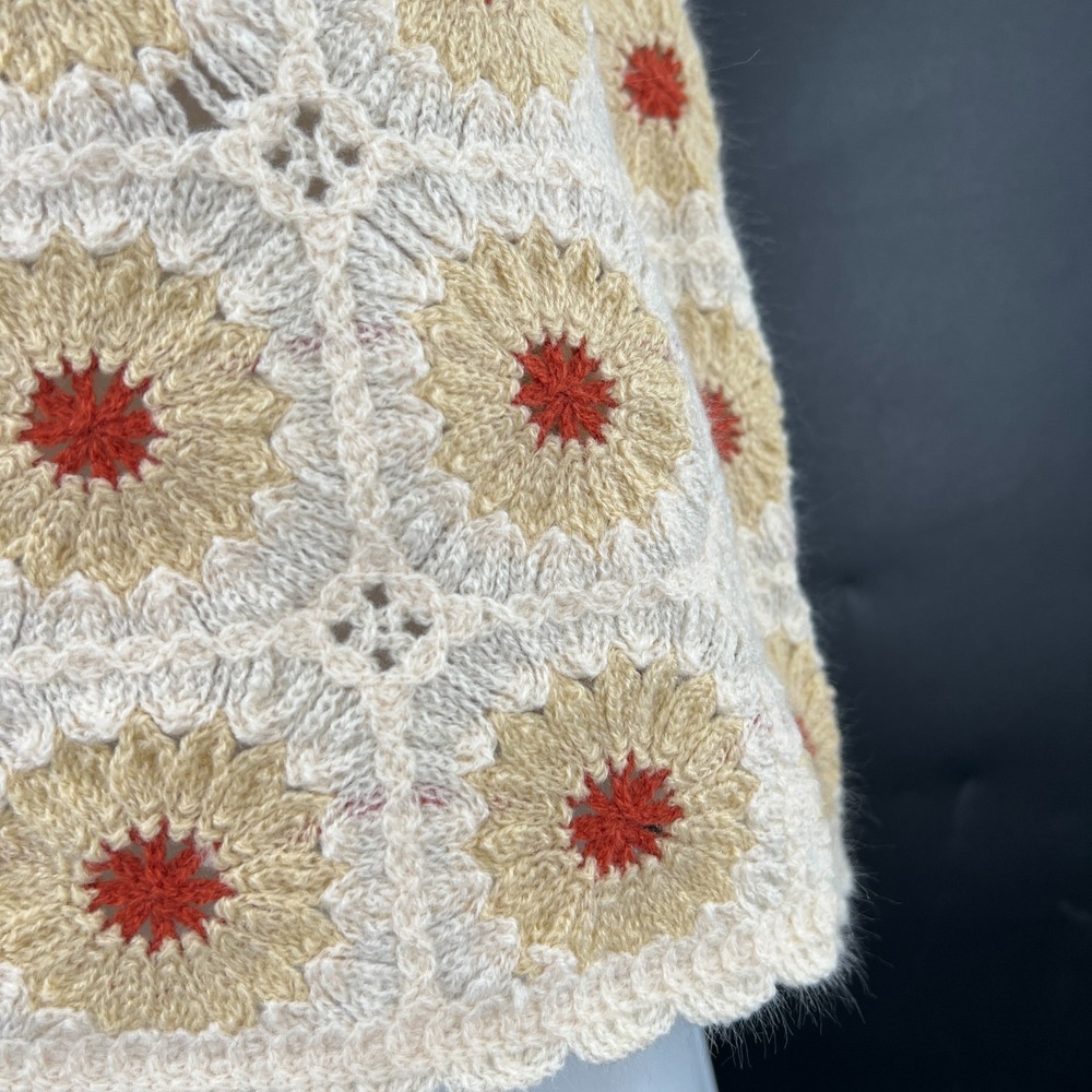 Rebellion granny square knit crochet crop top boho hippy festival cottagecore M - Picture 2 of 10